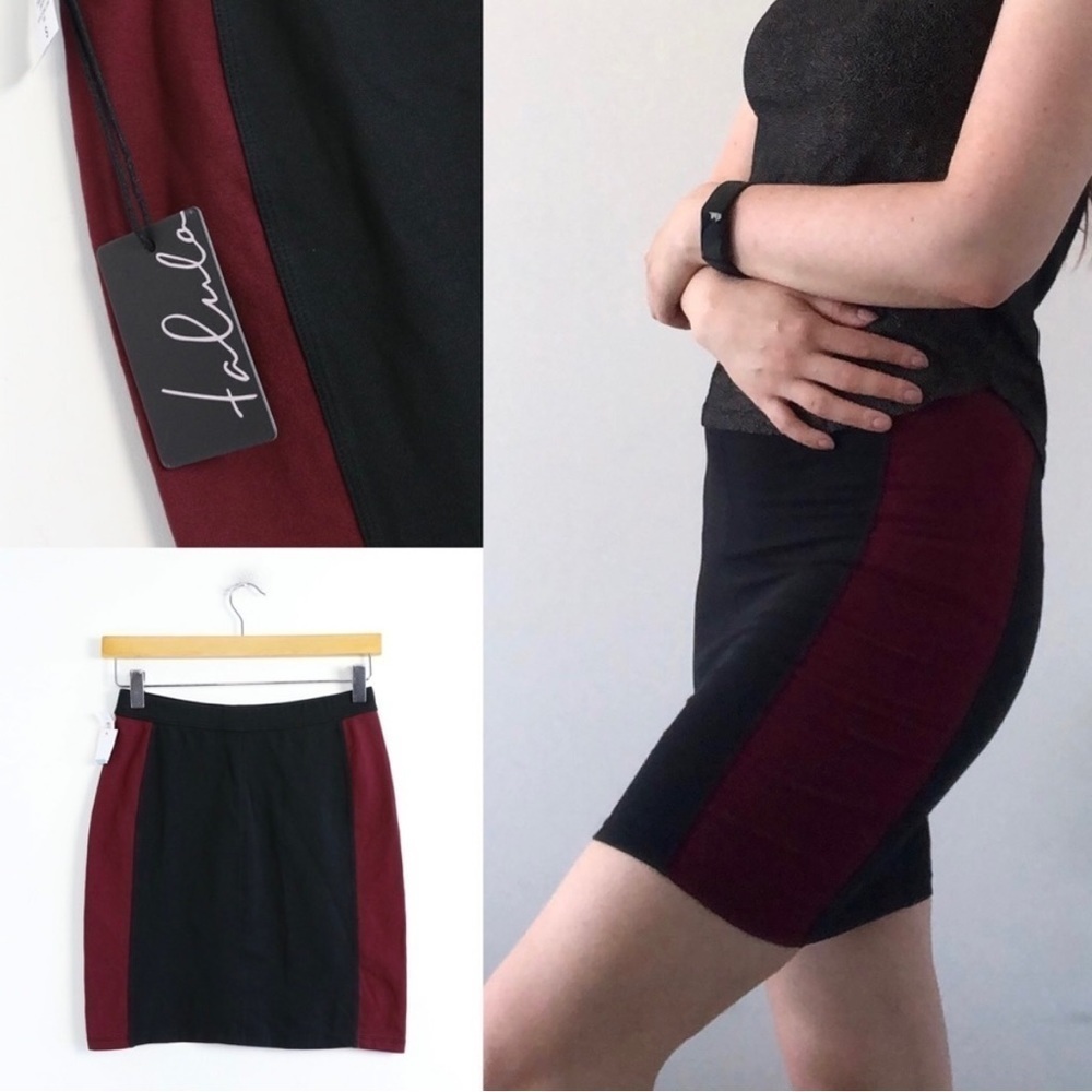 NWT Talula Aritzia Trafalgar skirt high waist new stretch cotton colorblock red